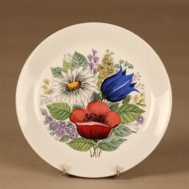 Arabia Valmu lautanen, monivärinen, suunnittelija Esteri Tomula, kukka