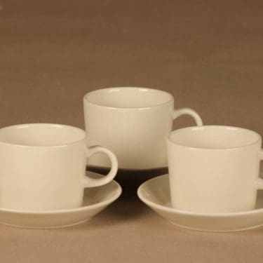 Arabia Teema kahvikuppi, valkoinen, 3 kpl, suunnittelija Kaj Franck,