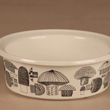 Arabia Tatti kulho, musta, valkoinen, suunnittelija Esteri Tomula,