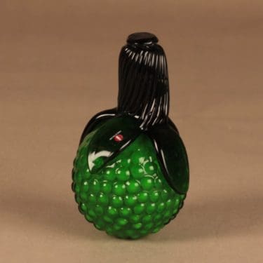 Nuutajärvi lasiveistos, vihreä, musta, suunnittelija Oiva Toikka, signeerattu, numeroitu