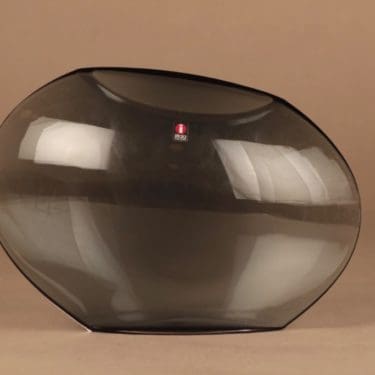 Iittala Aava maljakko, harmaa, suunnittelija Markku Salo, signeerattu