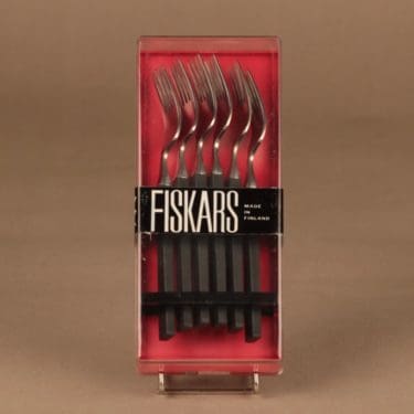 Fiskars Triennale haarukka, musta, teräs, 6 kpl, suunnittelija Bertel Gadberg,
