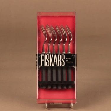 Fiskars Triennale voileipähaarukka, musta, teräs, 6 kpl, suunnittelija Bertel Gadberg,