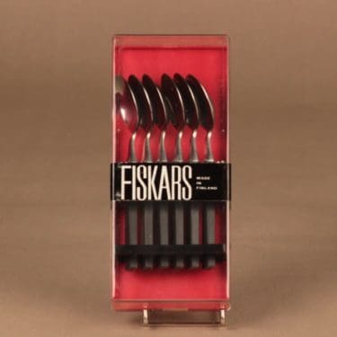 Fiskars Triennale jälkiruokalusikka, musta, teräs, 6 kpl, suunnittelija Bertel Gadberg,