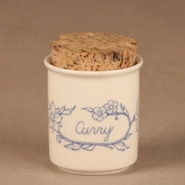 Arabia Sininen keittiö spice jar Curry designer Raija Uosikkinen