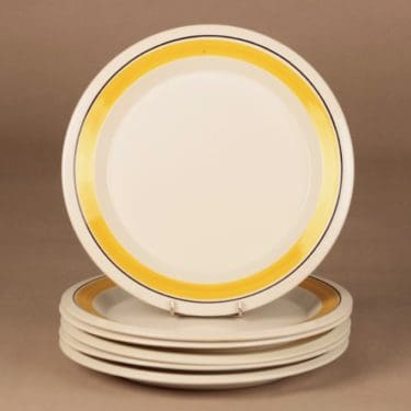 Arabia Faenza Keltaraita lautanen, 26 cm, 6 kpl, suunnittelija Peter Winquist, 26 cm
