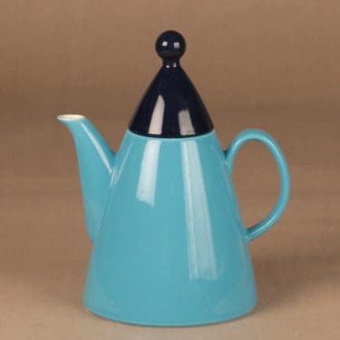 Arabia Harlekin Turkos kahvikaadin, turkoosi, suunnittelija Inkeri Leivo,