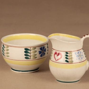 Arabia Pirtti sokerikko ja kermakko, käsinmaalattu, suunnittelija Svea Granlund, käsinmaalattu