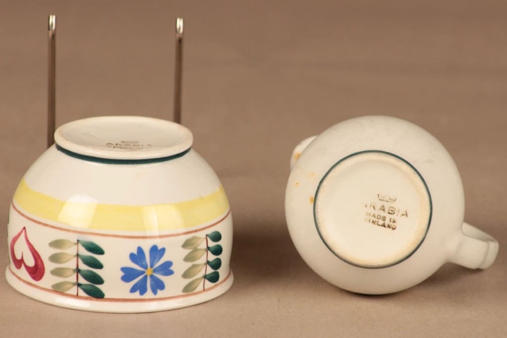 Arabia Pirtti sokerikko ja kermakko, käsinmaalattu, suunnittelija Svea Granlund, käsinmaalattu kuva 2