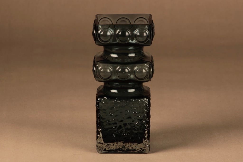 Riihimäen lasi Kehrä maljakko, siniharmaa, suunnittelija Tamara Aladin,