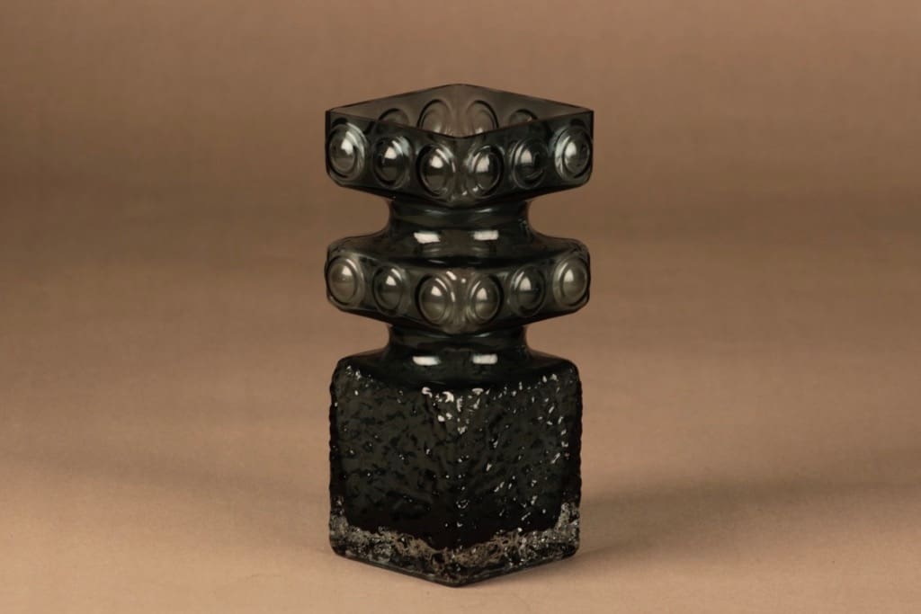 Riihimäen lasi Kehrä maljakko, siniharmaa, suunnittelija Tamara Aladin, kuva 2