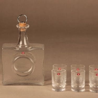 Iittala Mini karahvi ja lasit(6), 40 cl, 7 kpl, suunnittelija Tapio Wirkkala, 40 cl, signeerattu