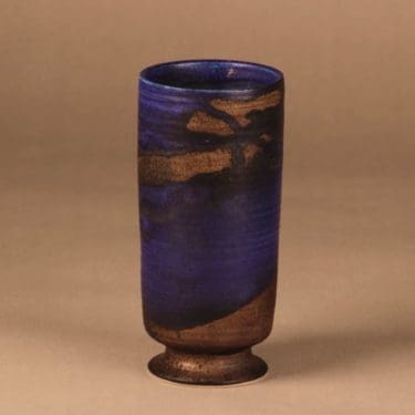 Arabia maljakko, sininen, ruskea, suunnittelija Annikki Hovisaari, sininen, ruskea