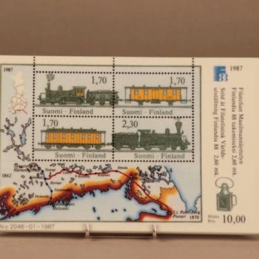 Arabia seinälaatta, numeroitu, suunnittelija Torsten Ekström, numeroitu, postimerkki, juna