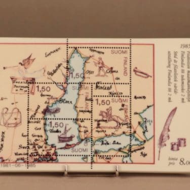 Arabia seinälaatta, numeroitu, suunnittelija Torsten Ekström, numeroitu, postimerkki, kartta