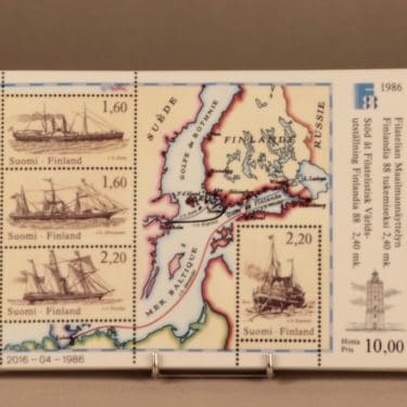 Arabia seinälaatta, numeroitu, suunnittelija Torsten Ekström, numeroitu, postimerkki, laiva