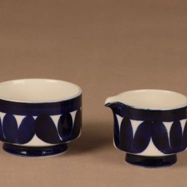 Arabia Sotka sugar bowl and creamer, hand-painted designer Raija Uosikkinen