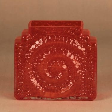 Riihimäen lasi Kometti maljakko, oranssi, suunnittelija Nanny Still, retro