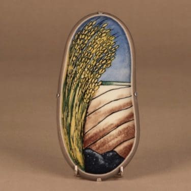 Arabia HLS seinälaatta, Keltaista viljaa, suunnittelija Heljä Liukko-Sundström, Keltaista viljaa, vilja, pelto, serikuva