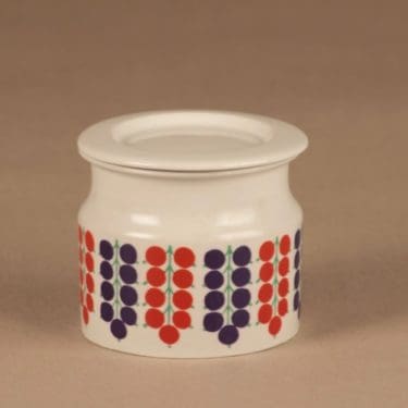 Arabia Pomona Viinimarja purkki, Viinimarja, suunnittelija Raija Uosikkinen, Viinimarja, marja, serikuva