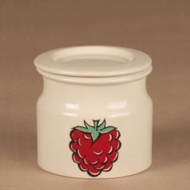 Arabia Tutti Frutti purkki, Vadelma, suunnittelija Ulla Procope, Vadelma, marja, serikuva