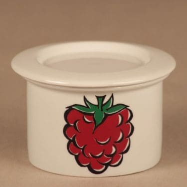 Arabia Tutti Frutti purkki, Vadelma, suunnittelija Ulla Procope, Vadelma, marja, serikuva