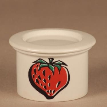 Arabia Tutti Frutti purkki, Mansikka, suunnittelija Ulla Procope, Mansikka, marja, serikuva