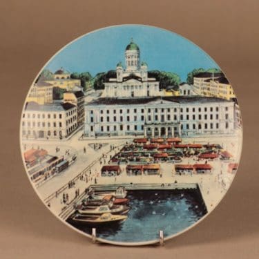 Arabia Helsinki seinälautanen, monivärinen, suunnittelija Veikko Roininen,