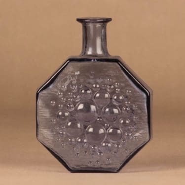 Riihimäen lasi Stella Polaris koristepullo, siniharmaa, suunnittelija Nanny Still,