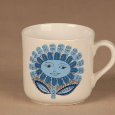 Arabia Daisy muki, sininen, suunnittelija Esteri Tomula, serikuva, retro