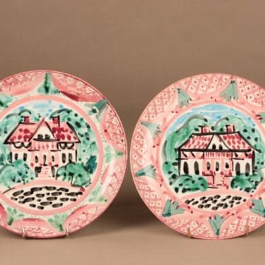 Arabia seinälautanen, käsinmaalattu, 2 kpl, suunnittelija Dorrit von Fieandt, käsinmaalattu, uniikki