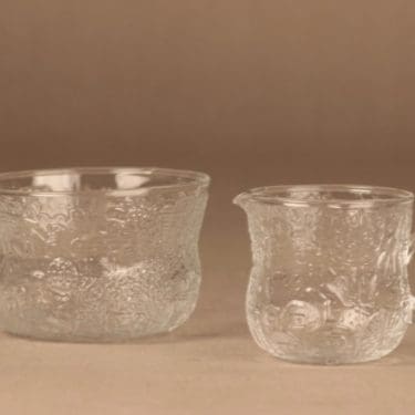 Nuutajärvi Fauna sokerikko ja kermakko, kirkas, suunnittelija Oiva Toikka,