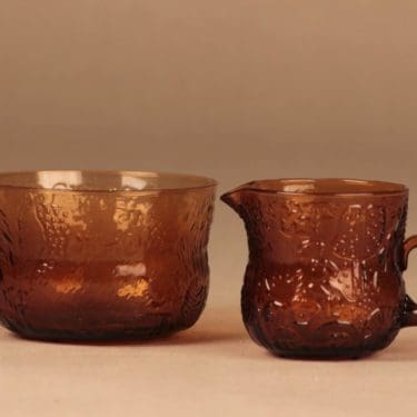 Nuutajärvi Fauna sokerikko ja kermakko, ruskea, suunnittelija Oiva Toikka,