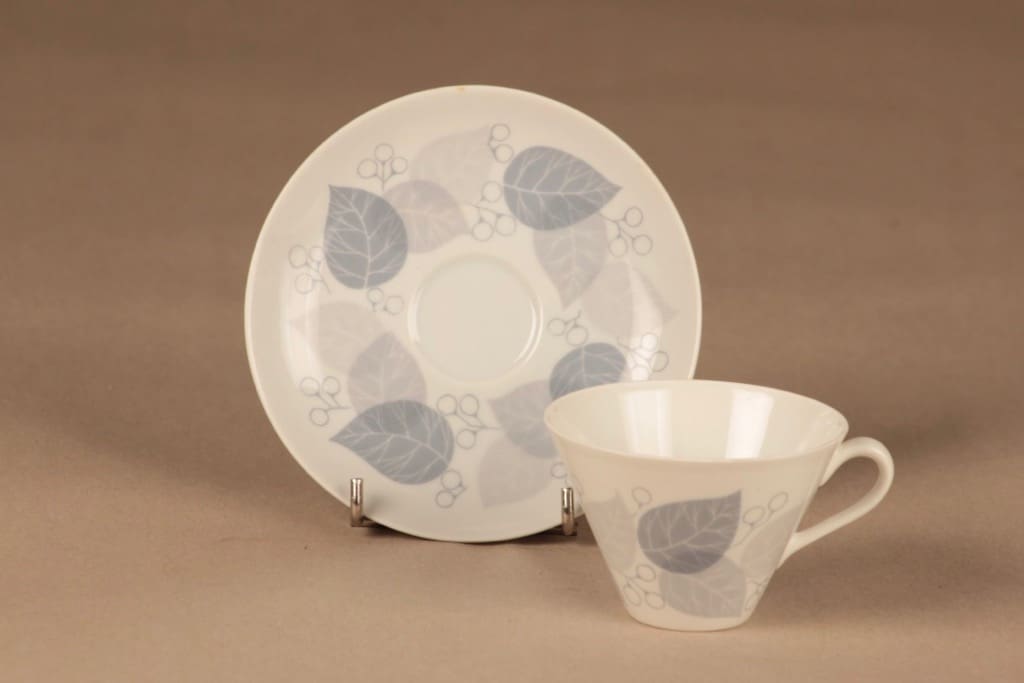 Arabia Lehmus kahvikuppi, suunnittelija Raija Uosikkinen, serikuva, lehti kuva 2