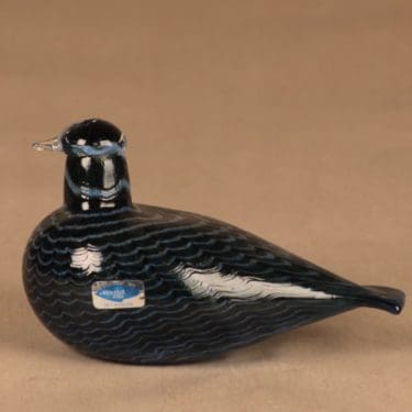 Nuutajärvi lintu  , Sinisulka, suunnittelija Oiva Toikka, Sinisulka, signeerattu