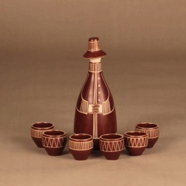 Arabia Tarina karahvi ja 6 lasia, käsinraaputettu, 1+6 kpl, suunnittelija , käsinraaputettu