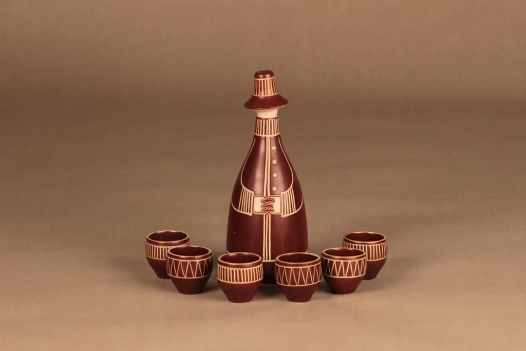 Arabia Tarina karahvi ja 6 lasia, käsinraaputettu, 1+6 kpl, suunnittelija , käsinraaputettu