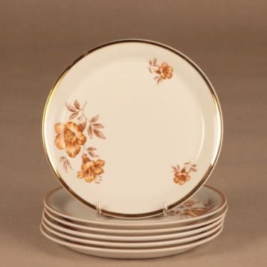 Arabia Myrna lautanen, 16.5 cm, 6 kpl, suunnittelija Olga Osol, 16.5 cm, kukka, serikuva