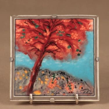 Arabia HLS seinälautanen, Hehkuva syksy, suunnittelija Heljä Liukko-Sundström, Hehkuva syksy, puu, ruska