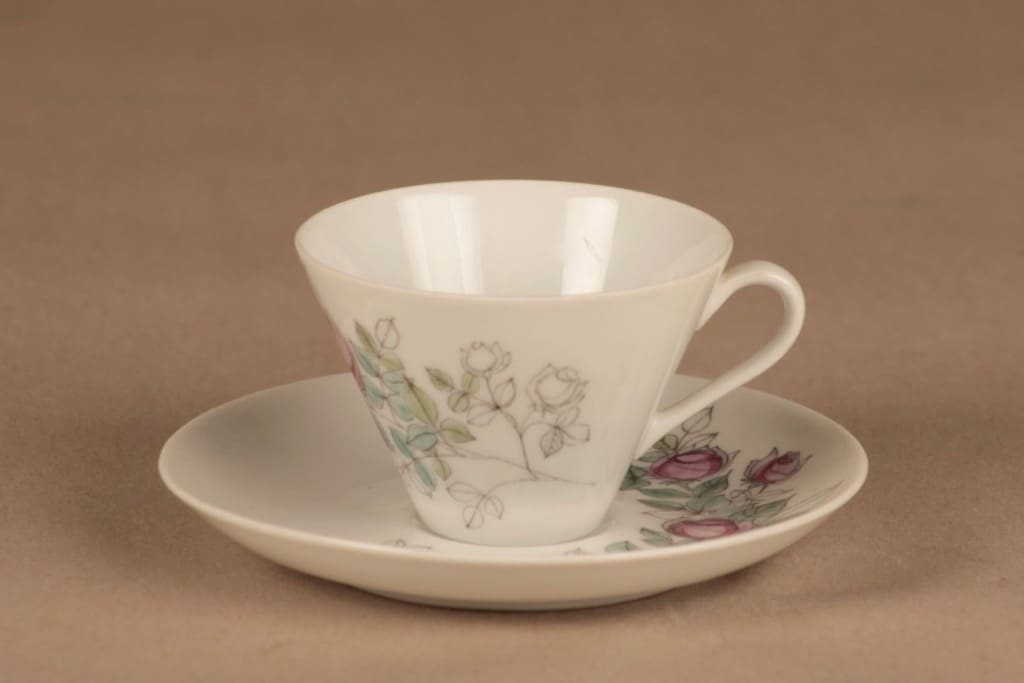 Arabia Rosalia coffee cup and plates(2), hand-painted designer Hilkka-Liisa Ahola 2