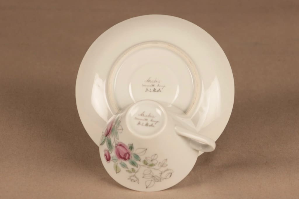 Arabia Rosalia coffee cup and plates(2), hand-painted designer Hilkka-Liisa Ahola 4