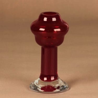 Riihimäen lasi Puisto maljakko, punainen, kirkas, suunnittelija Ulla-Maija Wikman,