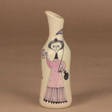 Kupittaan Savi maljakko, käsinmaalattu, suunnittelija Laila Zink, käsinmaalattu, signeerattu