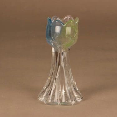 Riihimäen lasi Kukkainen maljakko, monivärinen, suunnittelija Helena Tynell,