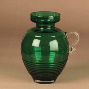 Riihimäen lasi Kleopatra maljakko, vihreä, suunnittelija Tamara Aladin,