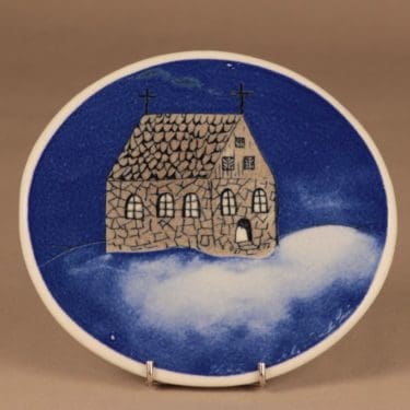 Arabia HLS seinätaulu, Kirkko, suunnittelija Heljä Liukko-Sundström, Kirkko, signeerattu