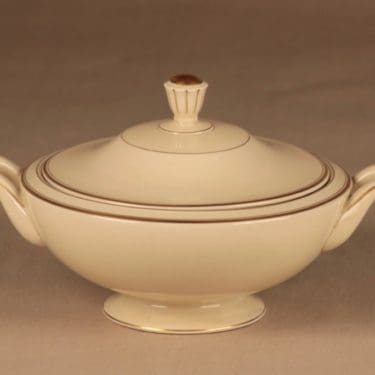 Arabia Elite terriini, valkoinen, kulta, suunnittelija Olga Osol, raita