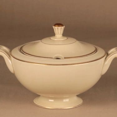 Arabia Elite terriini, valkoinen, kulta, suunnittelija Olga Osol, raita