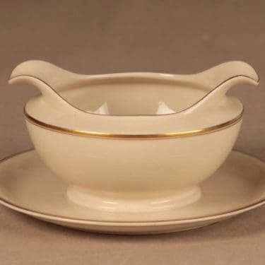 Arabia Elite kastikekulho, valkoinen, kulta, suunnittelija Olga Osol, raita