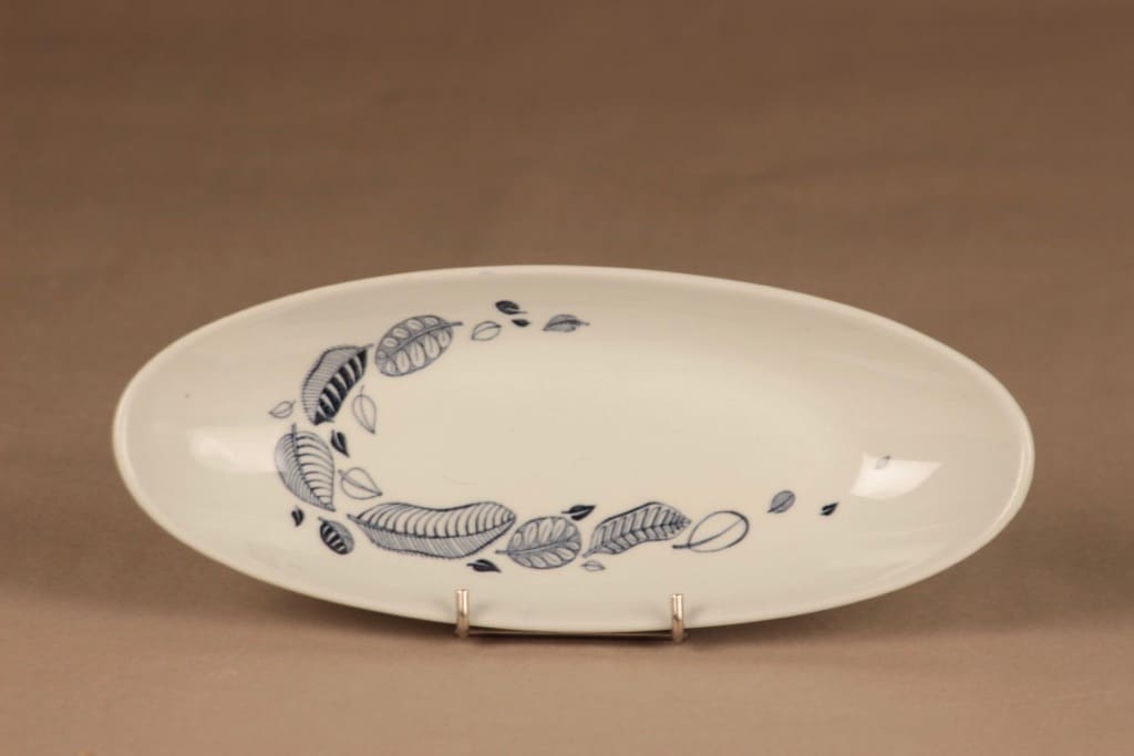 Arabia Syksy sillivati, siniharmaa, suunnittelija Raija Uosikkinen, lehti